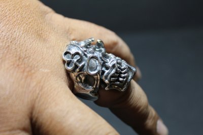 画像2: 銀勲刻牌髑髏輪　Jack of Clubs Skull Ring （受注生産品・Built-to-order products）