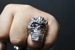 画像15: 銀覇刻牌髑髏輪　King of Diamonds Julius Caesar Skull Ring （受注生産品・Built-to-order products） (15)