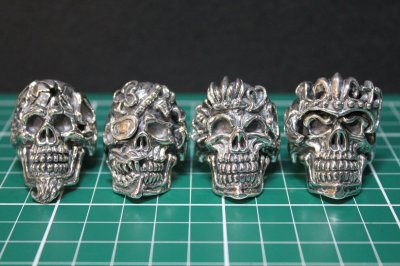 画像1: 銀騎士刻牌髑髏輪　Trump Skull Ring（４set/受注生産品・Built-to-order products）