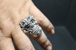 画像14: 銀覇刻牌髑髏輪　King of Diamonds Julius Caesar Skull Ring （受注生産品・Built-to-order products） (14)