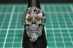 画像12: 銀命刻牌髑髏輪　Ace of Spades Rage Skull Ring ・with gemstone（受注生産品・Built-to-order products） (12)