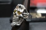 画像4: 銀命刻牌髑髏輪　Ace of Spades Rage Skull Ring ・with gemstone（受注生産品・Built-to-order products） (4)