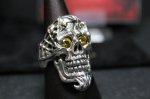 画像9: 銀命刻牌髑髏輪　Ace of Spades Rage Skull Ring ・with gemstone（受注生産品・Built-to-order products） (9)